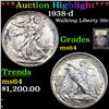 Image 1 : ***Auction Highlight*** 1938-d Walking Liberty Half Dollar 50c Graded Choice Unc By USCG (fc)