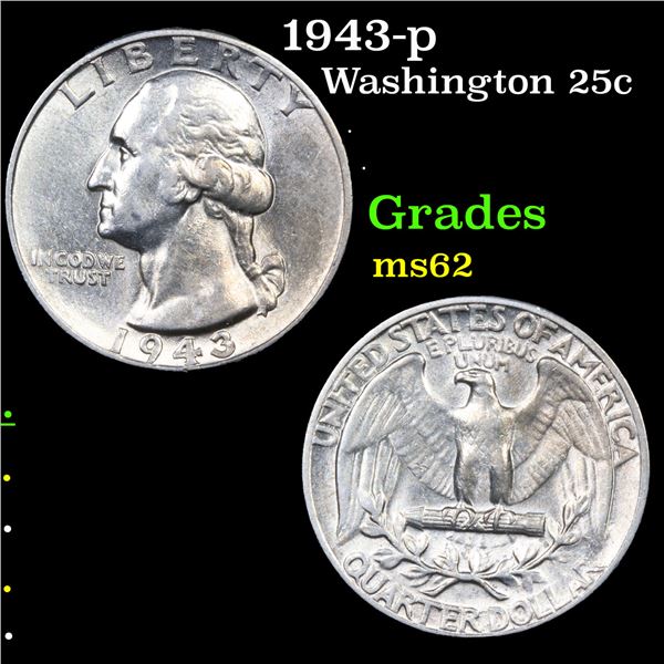 1943-p Washington Quarter 25c Grades Select Unc