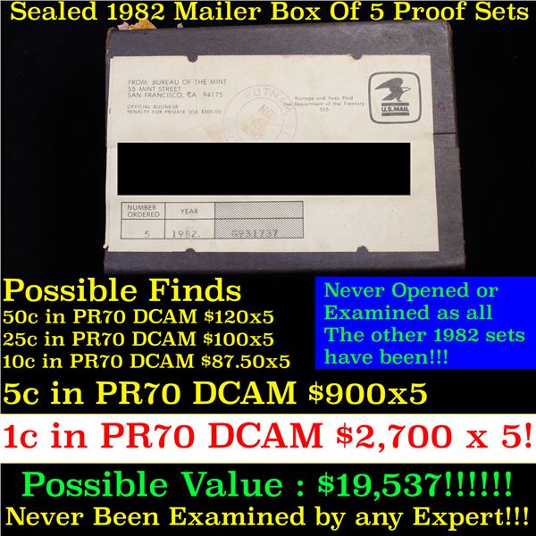 Original sealed box 5- 1982 United States Mint Proof Sets