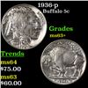 Image 1 : 1936-p Buffalo Nickel 5c Grades Select+ Unc