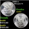 Image 1 : 1881-s Morgan Dollar $1 Grades GEM+ Unc