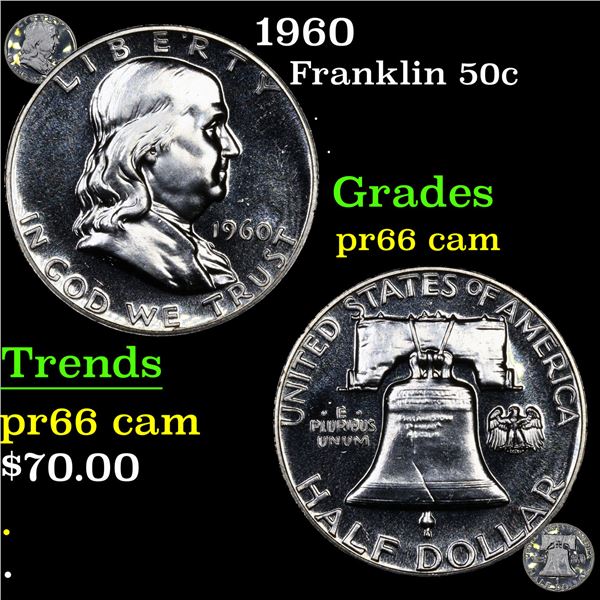 Proof 1960 Franklin Half Dollar 50c Grades GEM+ Proof Cameo