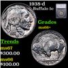Image 1 : 1938-d Buffalo Nickel 5c Graded ms66+ By SEGS