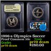 Image 1 : Proof 1996-s Olympics Soccer Modern Commem Half Dollar 50c Graded GEM++ Proof Deep Cameo BY USCG