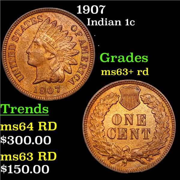 1907 Indian Cent 1c Grades Select+ Unc RD