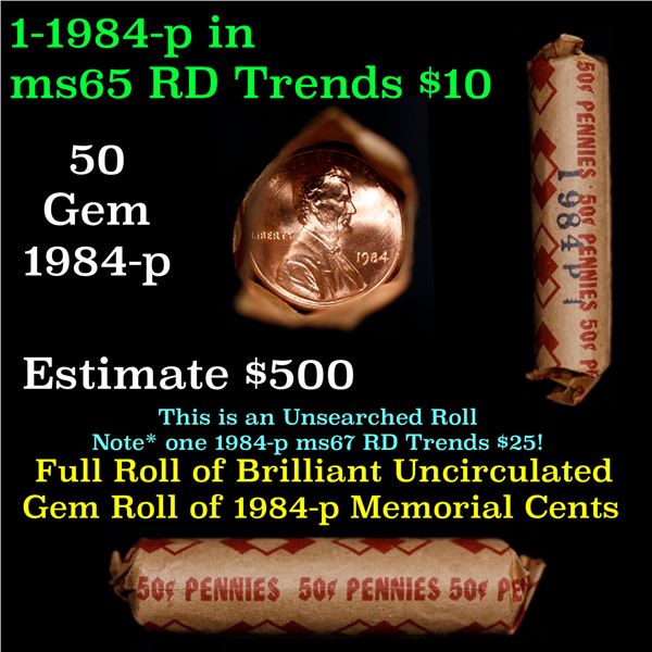 Lincoln 1c roll, 1984-p 50 pcs Wrapper.