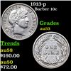 Image 1 : 1913-p Barber Dime 10c Grades Select AU