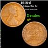 1918-d Lincoln Cent 1c Grades g+