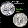 Image 1 : 1942-p Mercury Dime 10c Grades Select Unc
