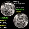 Image 1 : 1964-p Kennedy Half Dollar 50c Grades GEM Unc