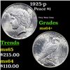 Image 1 : 1925-p Peace Dollar $1 Grades Choice+ Unc