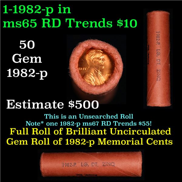 Shotgun Lincoln 1c roll, 1982-p 50 pcs Standard Paper Good Mfg. Co. Wrapper.
