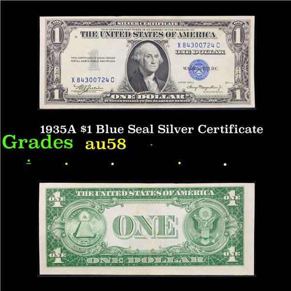 1935A $1 Blue Seal Silver Certificate Grades Choice AU/BU Slider