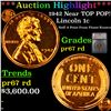 Image 1 : Proof ***Auction Highlight*** 1942 Lincoln Cent Near TOP POP! 1c Graded pr67 rd BY SEGS (fc)