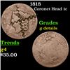 Image 1 : 1818 Coronet Head Large Cent 1c Grades g details