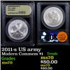 Image 1 : 2011-s US army Modern Commem Dollar $1 Graded ms70, Perfection By USCG