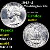 Image 1 : 1943-d Washington Quarter 25c Grades Choice+ Unc