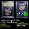 Image 1 : Proof 1991-1995-p WWII Modern Commem Half Dollar 50c Graded GEM++ Proof Deep Cameo BY USCG