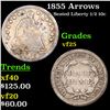 Image 1 : 1855 Arrows Seated Liberty Half Dime 1/2 10c Grades vf+
