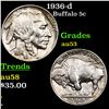 1936-d Buffalo Nickel 5c Grades Select AU