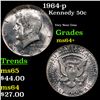 Image 1 : 1964-p Kennedy Half Dollar 50c Grades Choice+ Unc