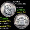 Image 1 : 1949-p Franklin Half Dollar 50c Grades Choice Unc+ FBL