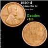1920-d Lincoln Cent 1c Grades vf+