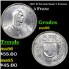 Image 1 : 1967-B Switzerland 5 Francs Grades GEM+ Unc