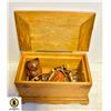 Image 1 : WOODEN BOX W/ VINATGE KNICK KNACKS/ ACCESSORIES