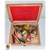Image 1 : WOOD BOX FULL OF ANTIQUE FISHING LURES