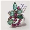 Image 1 : JP896-141 SILVER EMERALD(4CT) RUBY(0.5CT) RING