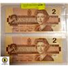 Image 1 : LOT OF 2 1986 CANADIAN 2 DOLLAR BILLS