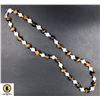 Image 1 : #249-NATURAL FRESH WATER PEARL & TIGER EYE NECKLAC