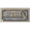 Image 1 : 1954 $5 BANK NOTE CANADA MODIFIED PORTRAIT