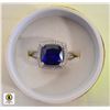 Image 1 : NEW .925 BLUE SAPPHIRE RING WITH ACCENT STONES