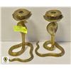 Image 1 : `PAIR VINTAGE COBRA BRASS CANDLE HOLDERS