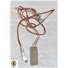 Image 1 : LEATHER NECKLACE W SILVER TONE PENDANT