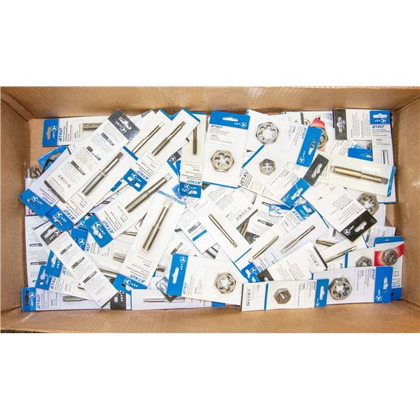 LARGE BOX OF JET TAPS AND DIES