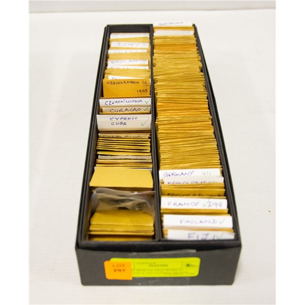 LARGE BOX OF OLD WORLD CURRENCY INCLUDING BRAZIL,