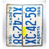 Image 1 : PAIR OF 1962 LICENSE PLATES
