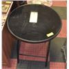 Image 1 : ROUND TOP BLACK GLASS SIDE TABLE H-28" D-24"
