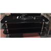 Image 1 : BLACK GLASS TV STAND H-20" W-20" L-47.5"