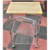 Image 1 : WOODEN TOP ROLLING STORAGE BASKET TROLLEY