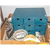 Image 1 : BOX WITH WOOD 9-DRAWER HARDWARE SORTER FULL