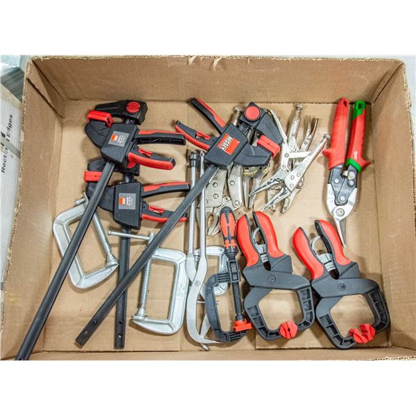 LOT OF VICE GRIPS AND CLAMPS