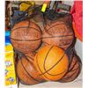 BASKETBALLS (5) WITH BALL BAG