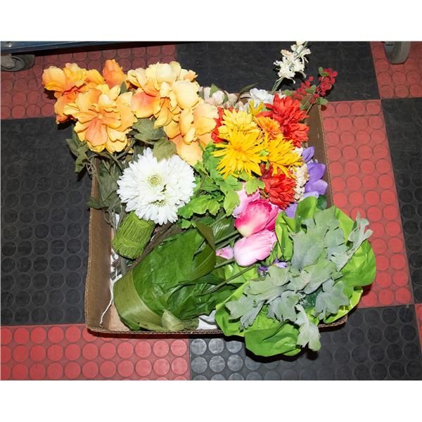 BOX OF SILK FLOWERS