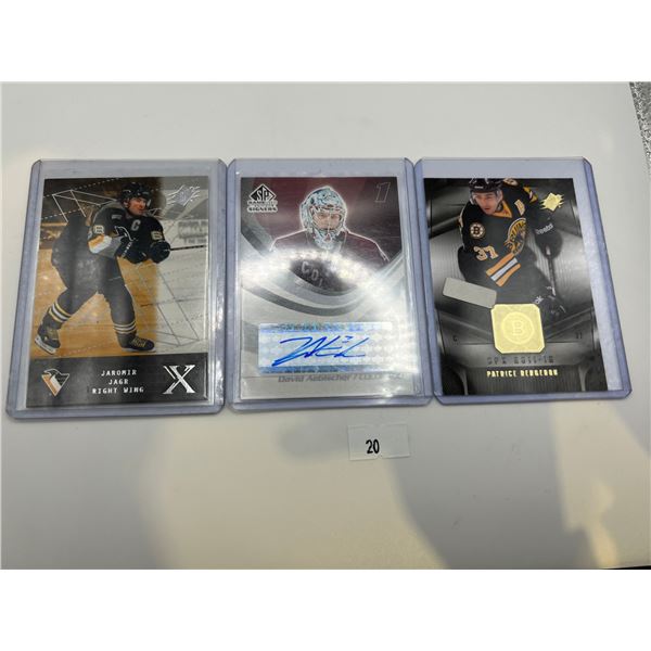 2004 Autographed David Aebischer SP Game Used Edition Hockey card + 2 additional cards