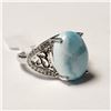Image 2 : $300 Silver Larimar (ct) Diamond Ring