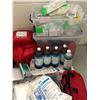 Image 2 : Group of medical supplies - includes level 1,2,3 first aid kits / exam gloves / solutions etc